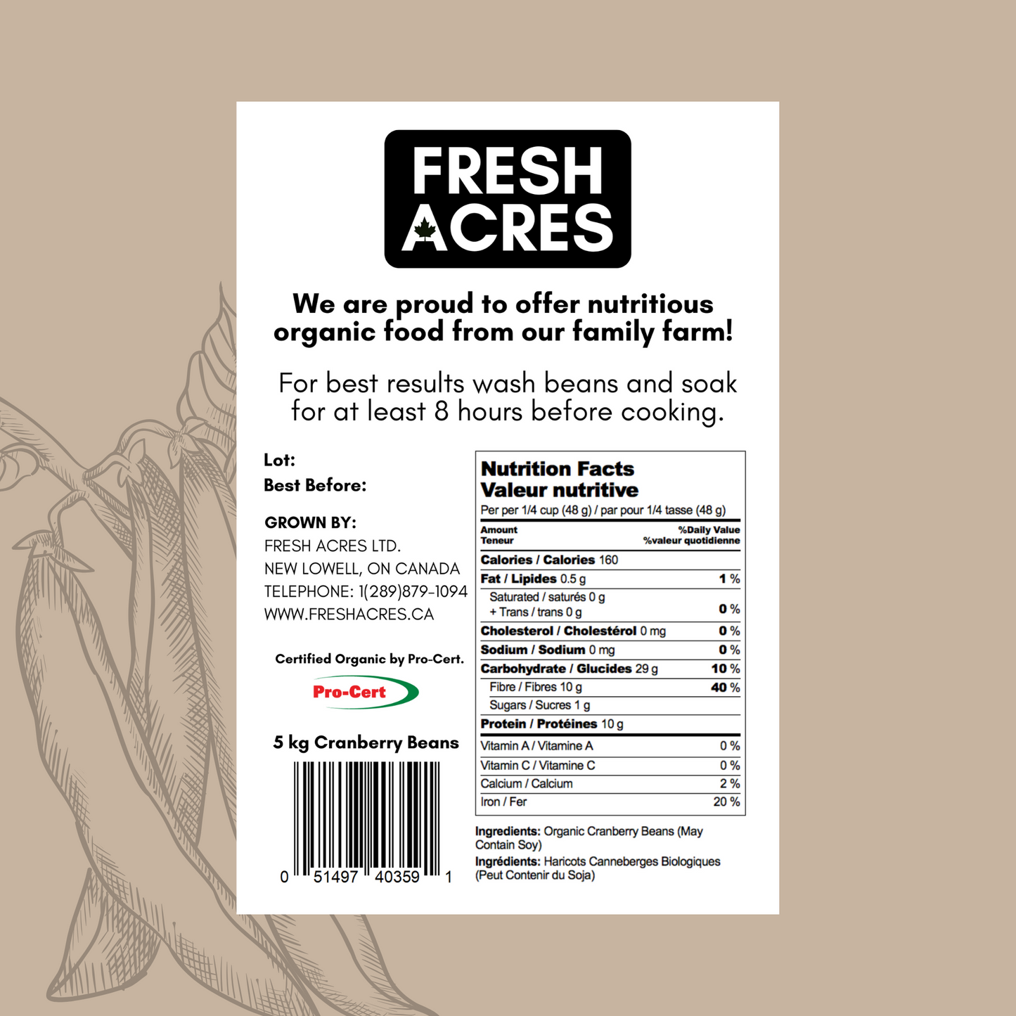 Organic Cranberry Beans