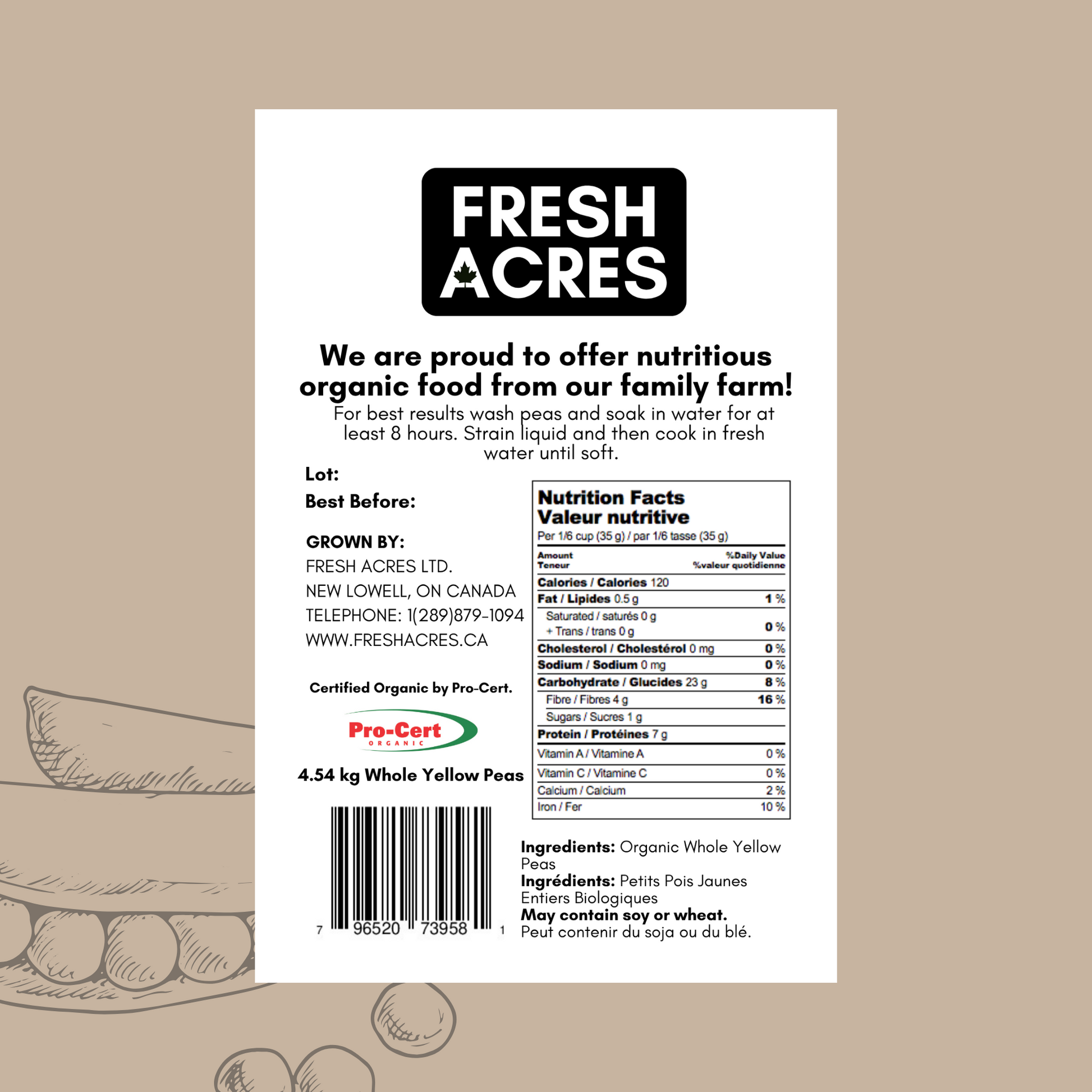 Fresh Acres Organic Yellow Peas