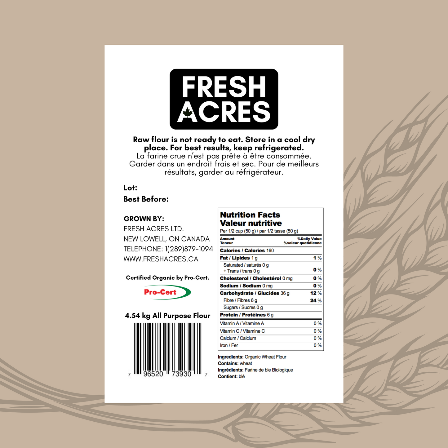 Organic All Purpose Flour Canadian Grown Fresh Acres