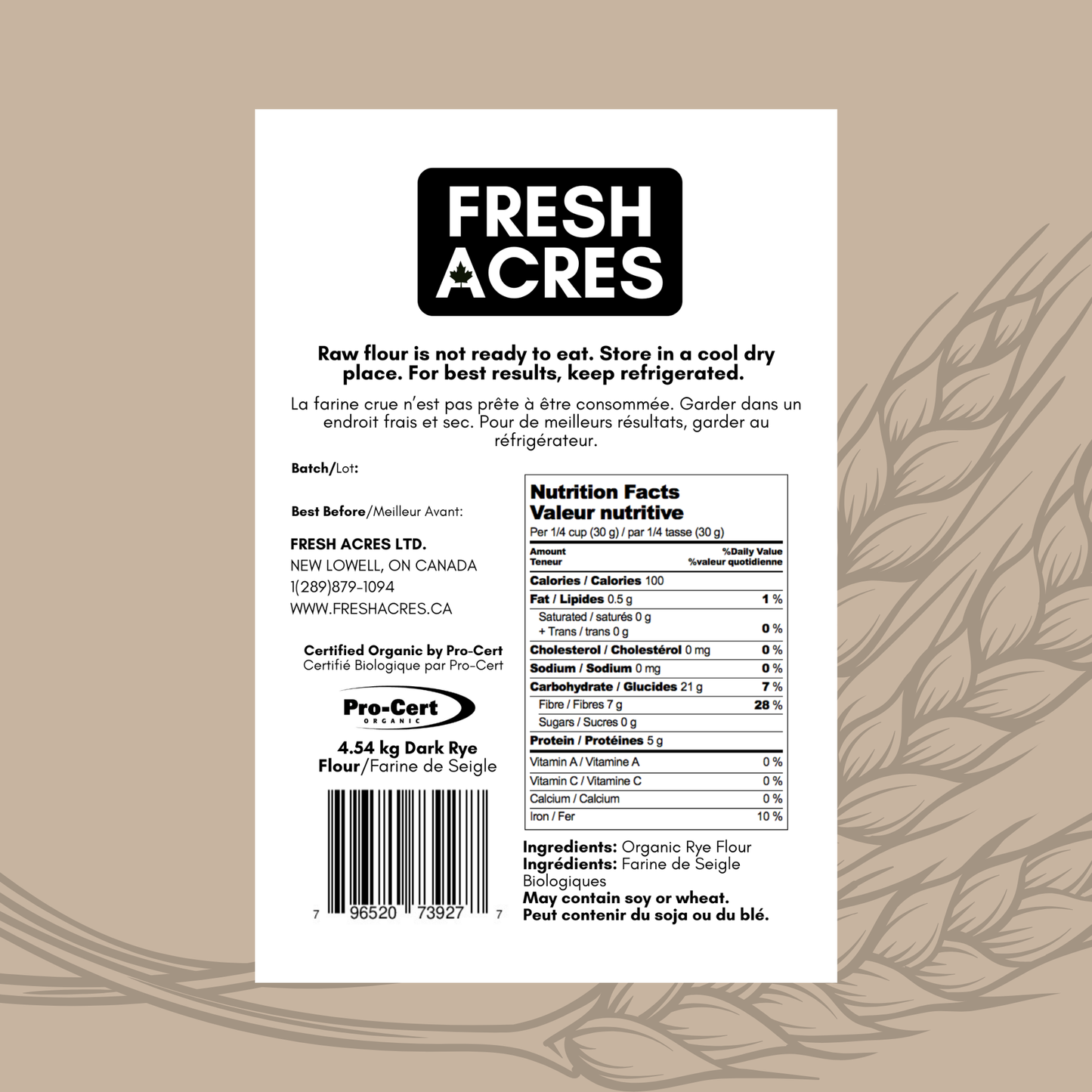 Organic Whole Dark Rye Flour