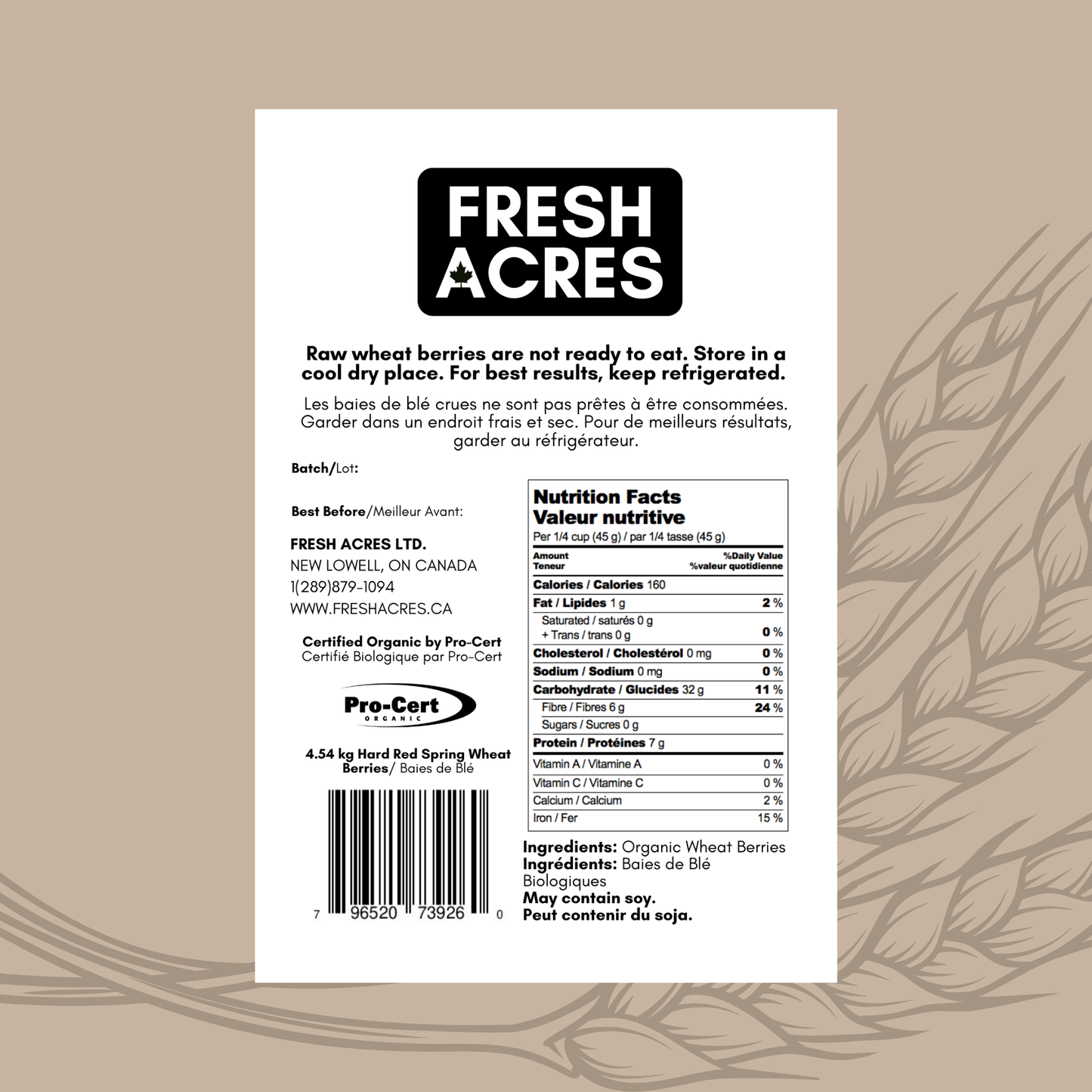 Organic Hard Spring Red Wheat Berries