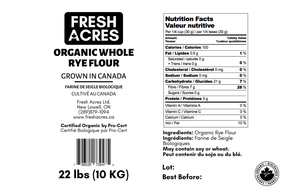 Organic Whole Dark Rye Flour – Fresh Acres